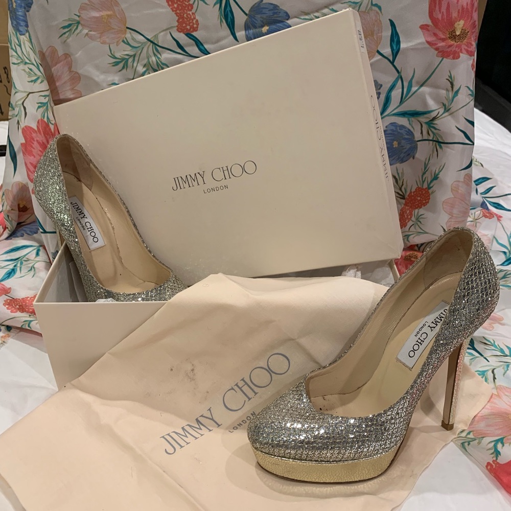 Jimmy Choo champagne glitter heel